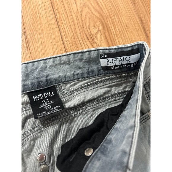 Buffalo SIX Jeans Mens 32 Slim Straight Distressed Gray/Blue Zip Pocket Cotton - Picture 4 of 6